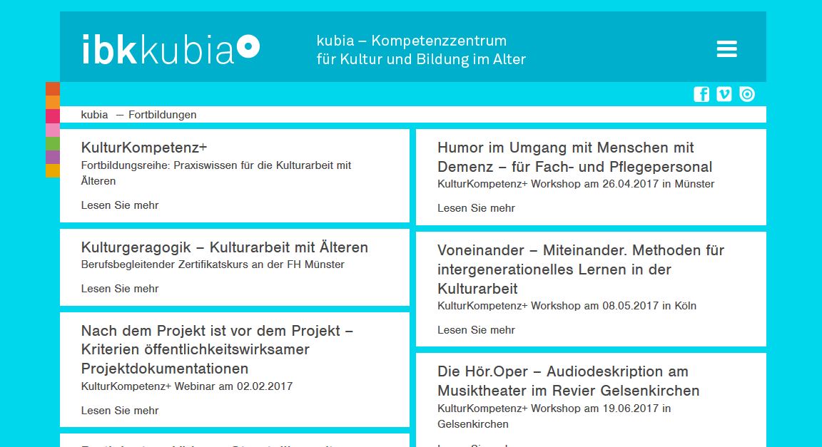 Screenshot kubia Fortbildungen 2017