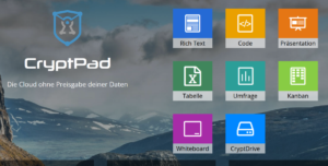 Screenshot der Funktionen des Cryptpads
