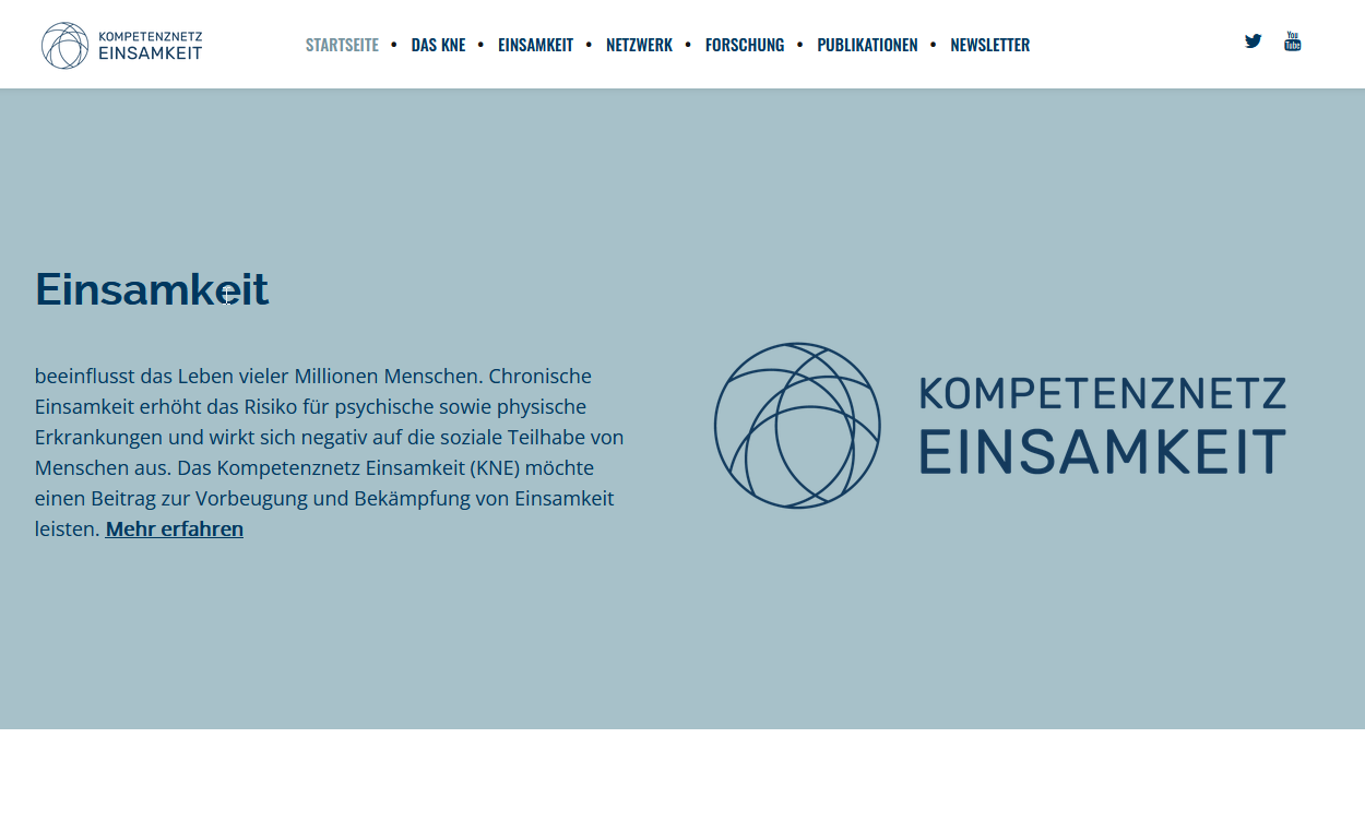 Screenshot der Website des Kompetenznetz Einsamkeit