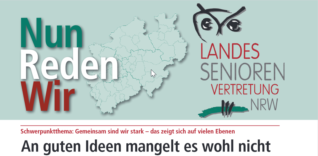 Zu sehen ist das Logo der Landesseniorenvertretung mit dem aktuellen Titel "An guten Ideen mangelt es wohl nicht"