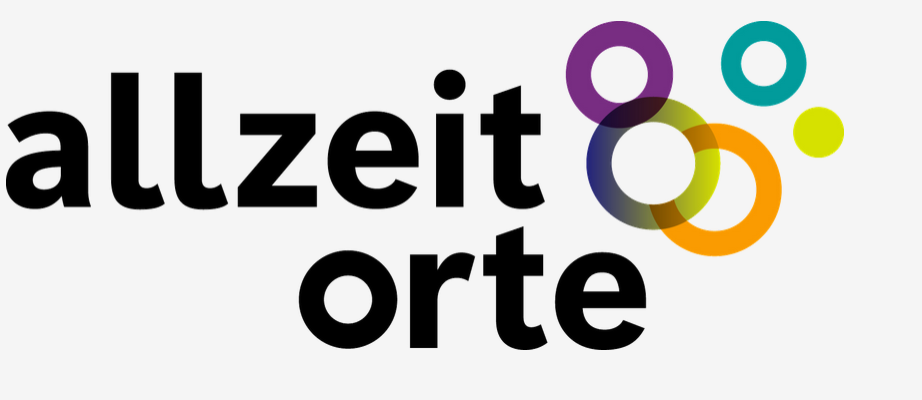 Die Grafik zeigt das Wort "Allzeitorte" mit bunten Kreisen daneben